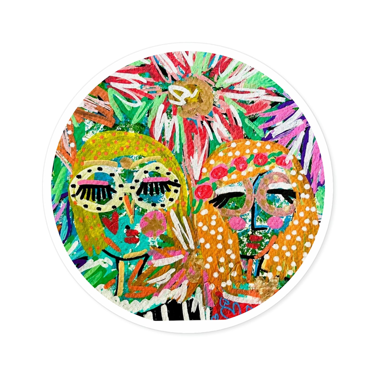 Girl Talk Art Round Stickers