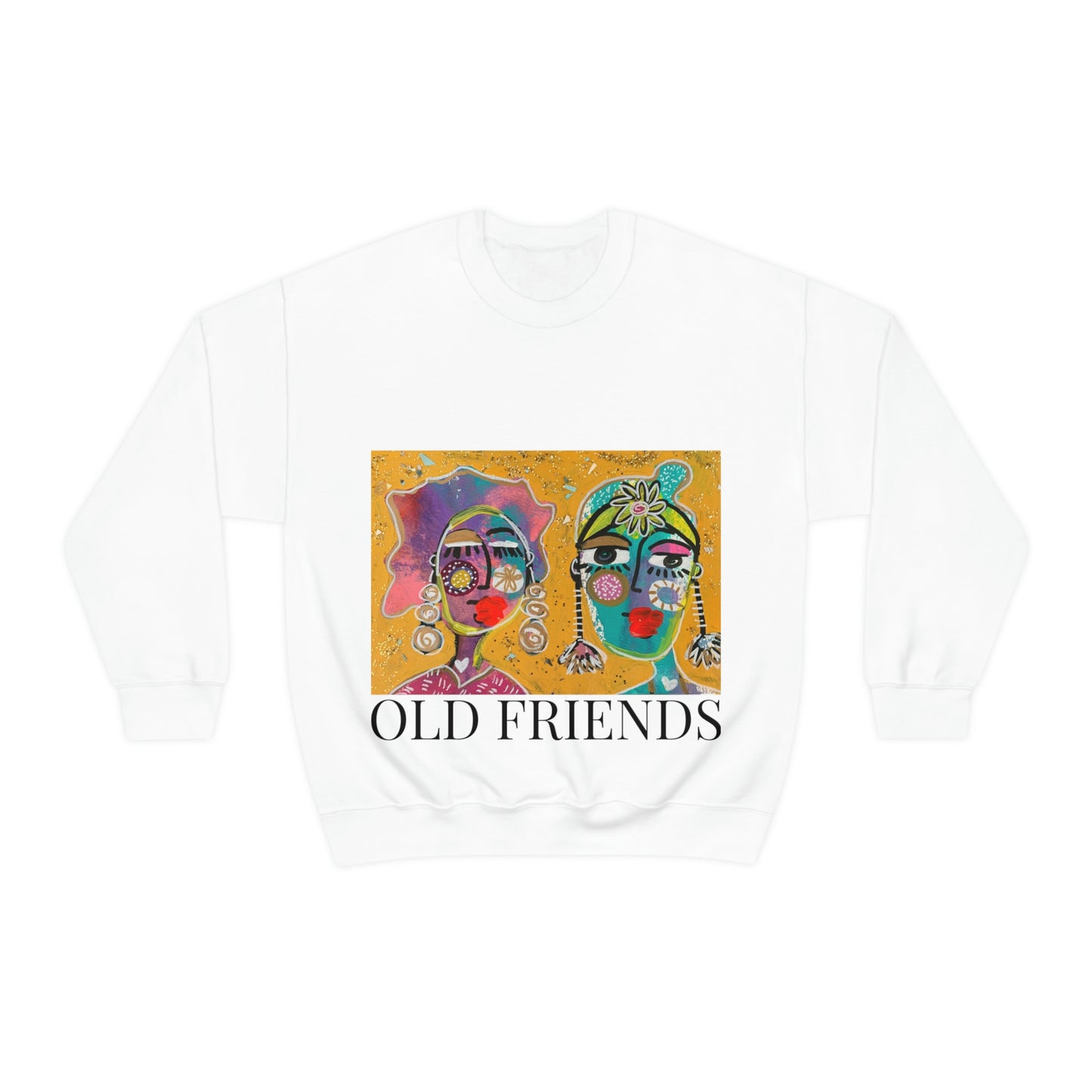 "OLD FRIENDS" Girl Talk Art Series Unisex Heavy Blend Crewneck Sweatshirt
