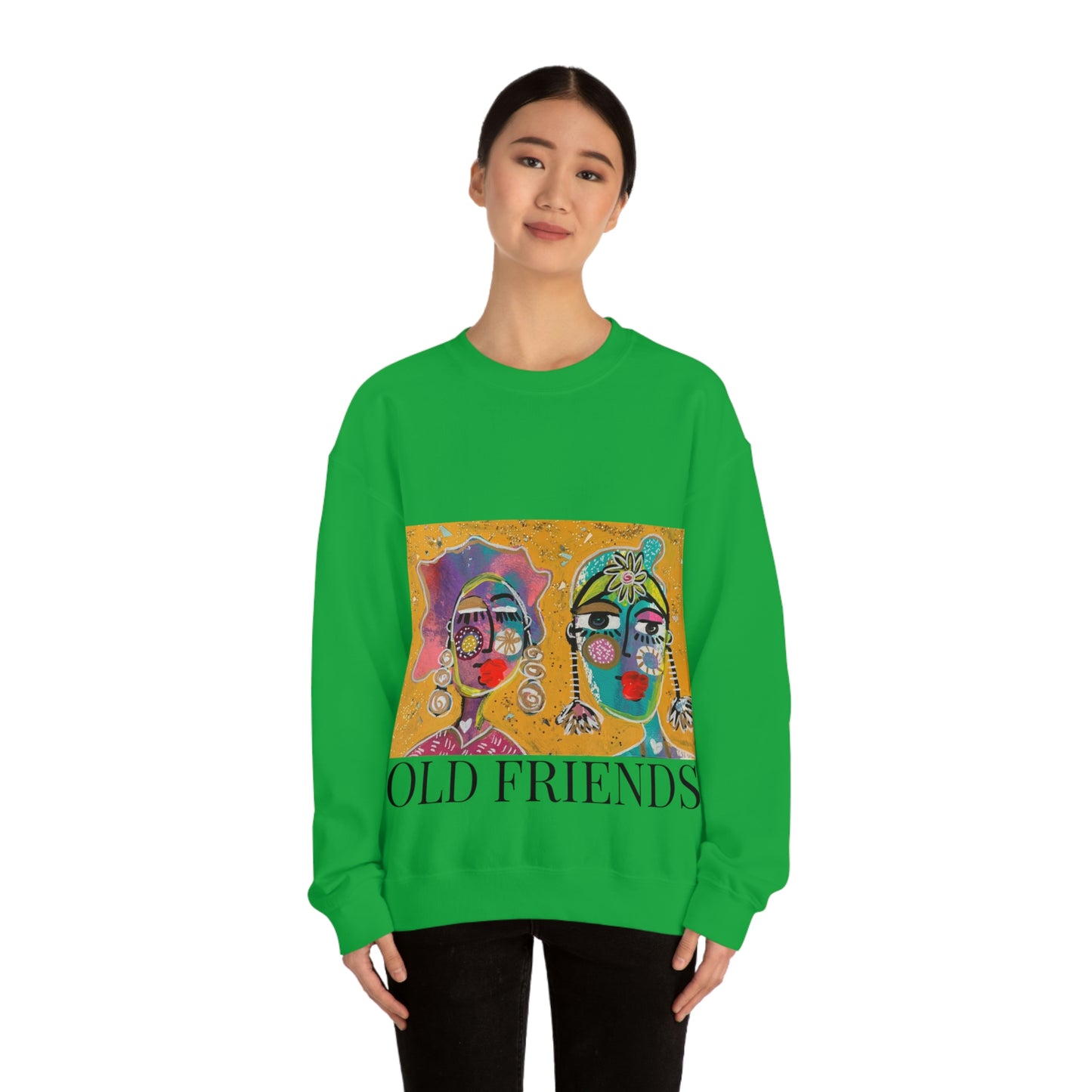 "OLD FRIENDS" Girl Talk Art Series Unisex Heavy Blend Crewneck Sweatshirt