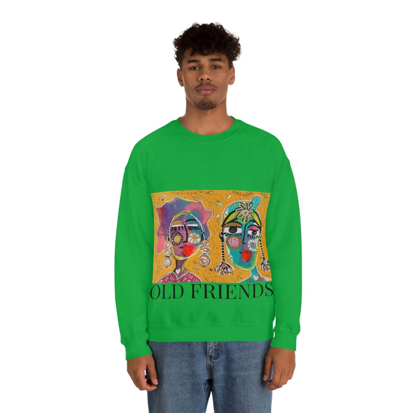 "OLD FRIENDS" Girl Talk Art Series Unisex Heavy Blend Crewneck Sweatshirt