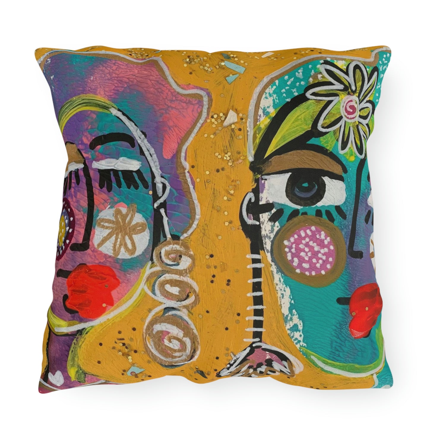 Girl Talk Art Outdoor Pillows
