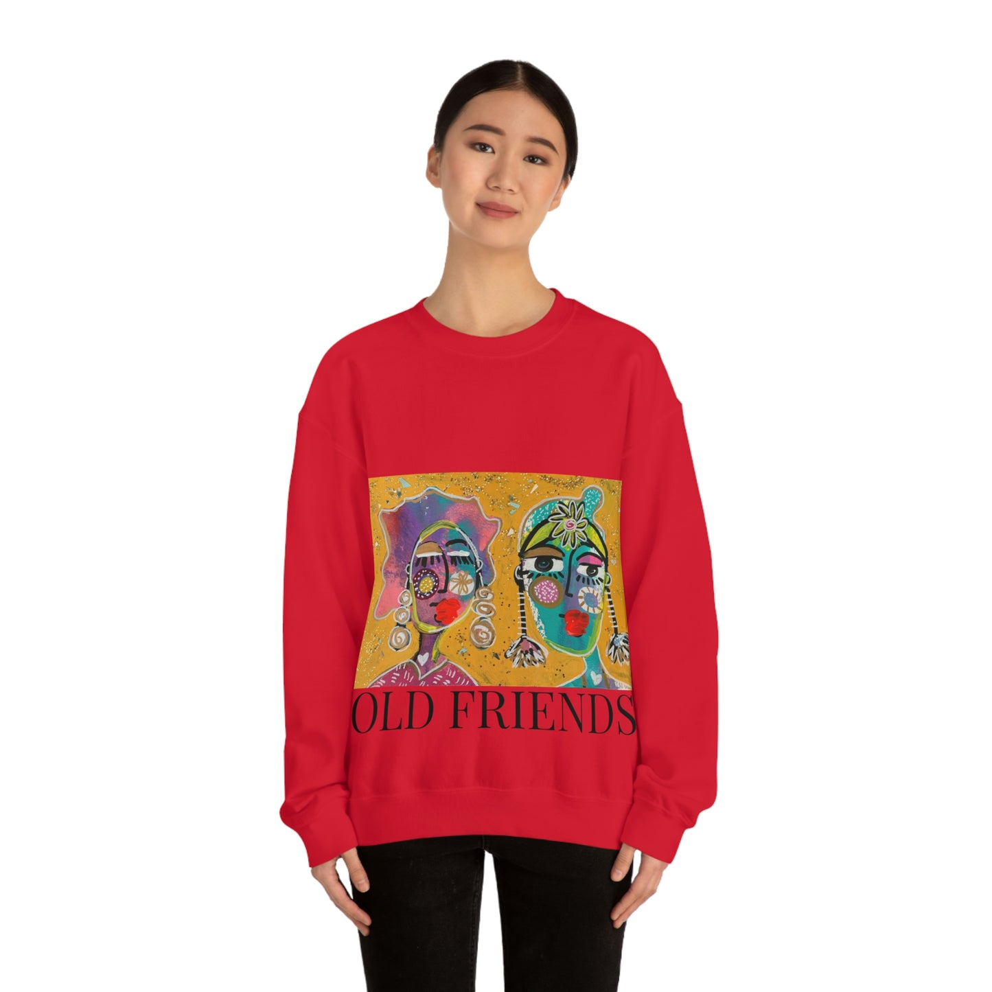 "OLD FRIENDS" Girl Talk Art Series Unisex Heavy Blend Crewneck Sweatshirt