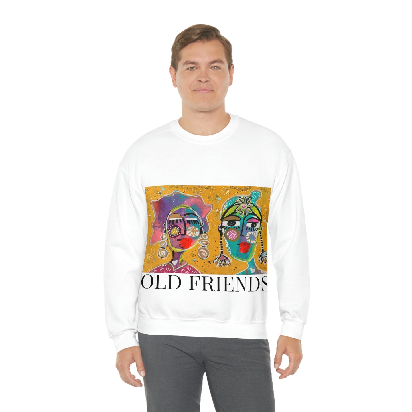 "OLD FRIENDS" Girl Talk Art Series Unisex Heavy Blend Crewneck Sweatshirt