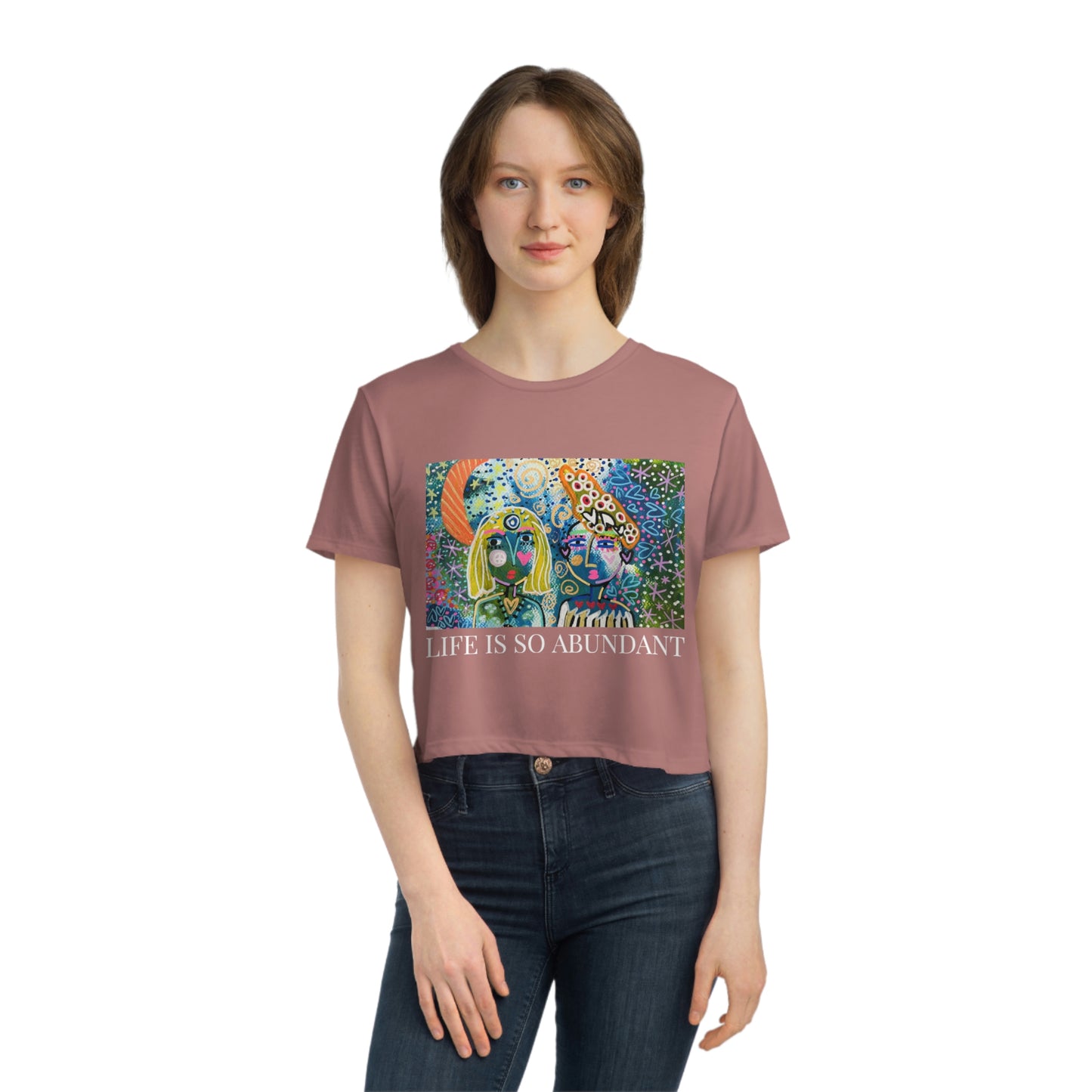 'LIFE IS SO ABUNDANT" Women's Flowy Cropped Tee