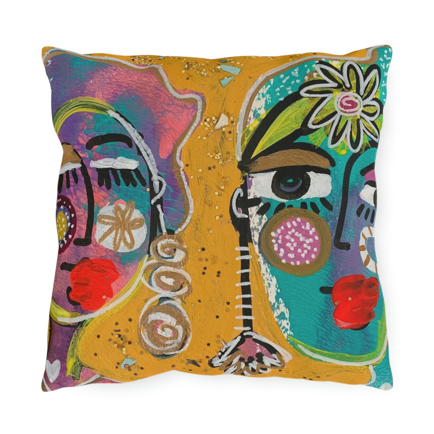 Girl Talk Art Outdoor Pillows