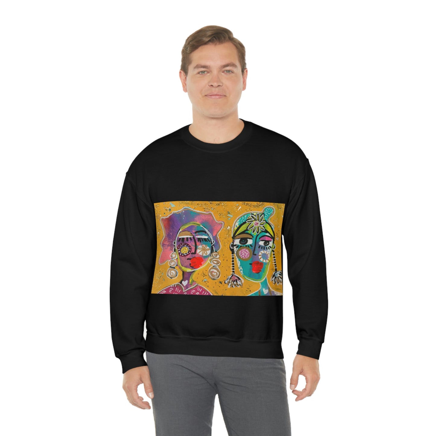"OLD FRIENDS" Girl Talk Art Series Unisex Heavy Blend Crewneck Sweatshirt