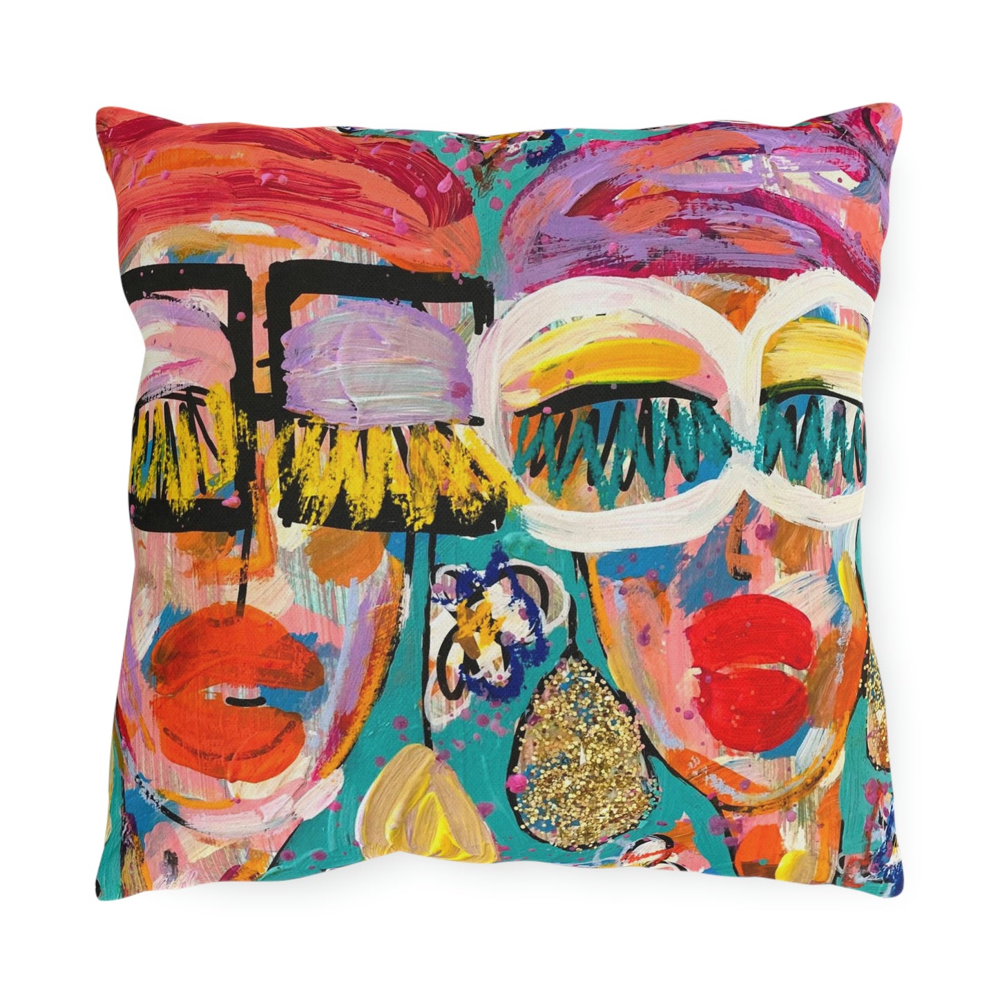 "May Flowers" Original Girl Talk + Heart Art Outdoor Pillows