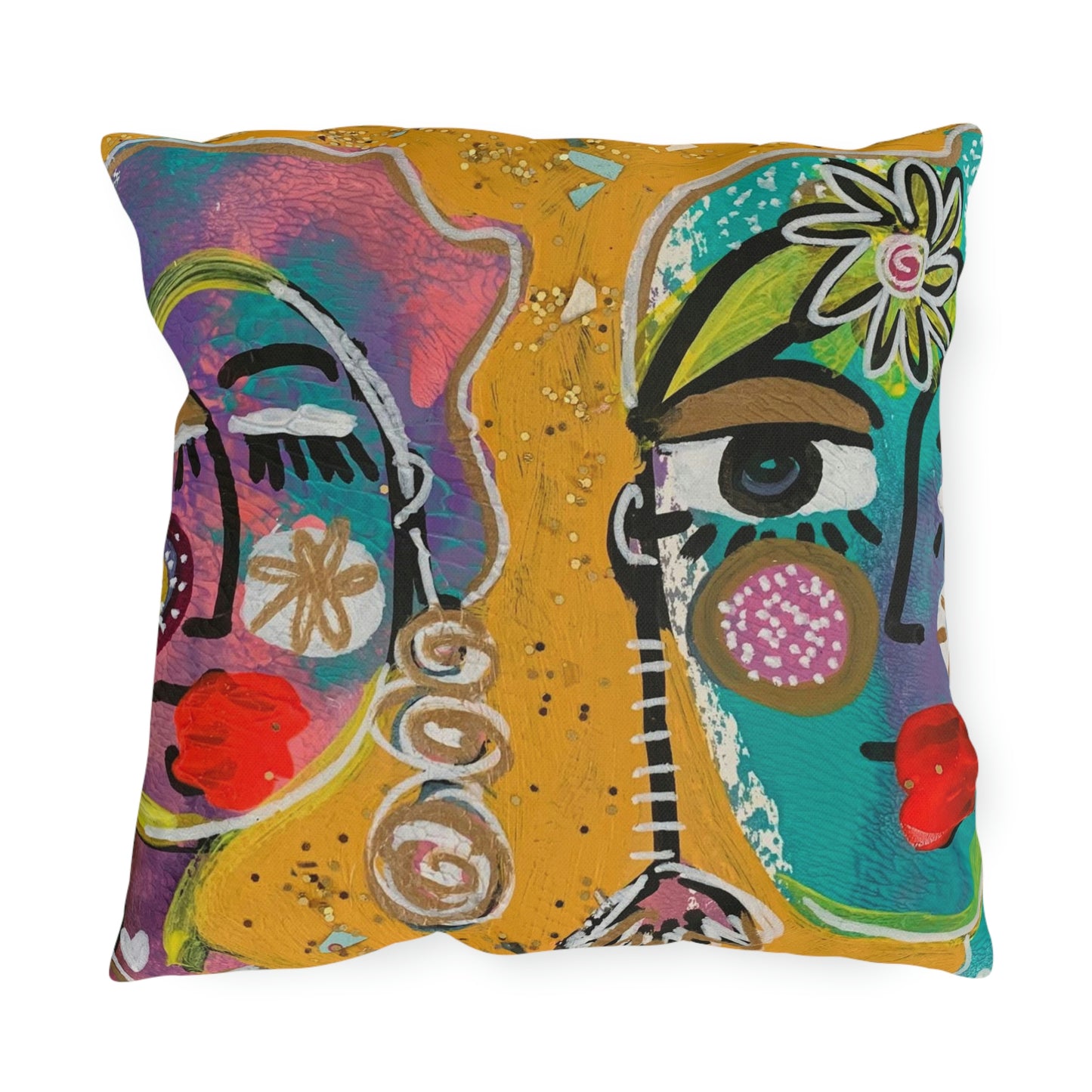 Girl Talk Art Outdoor Pillows