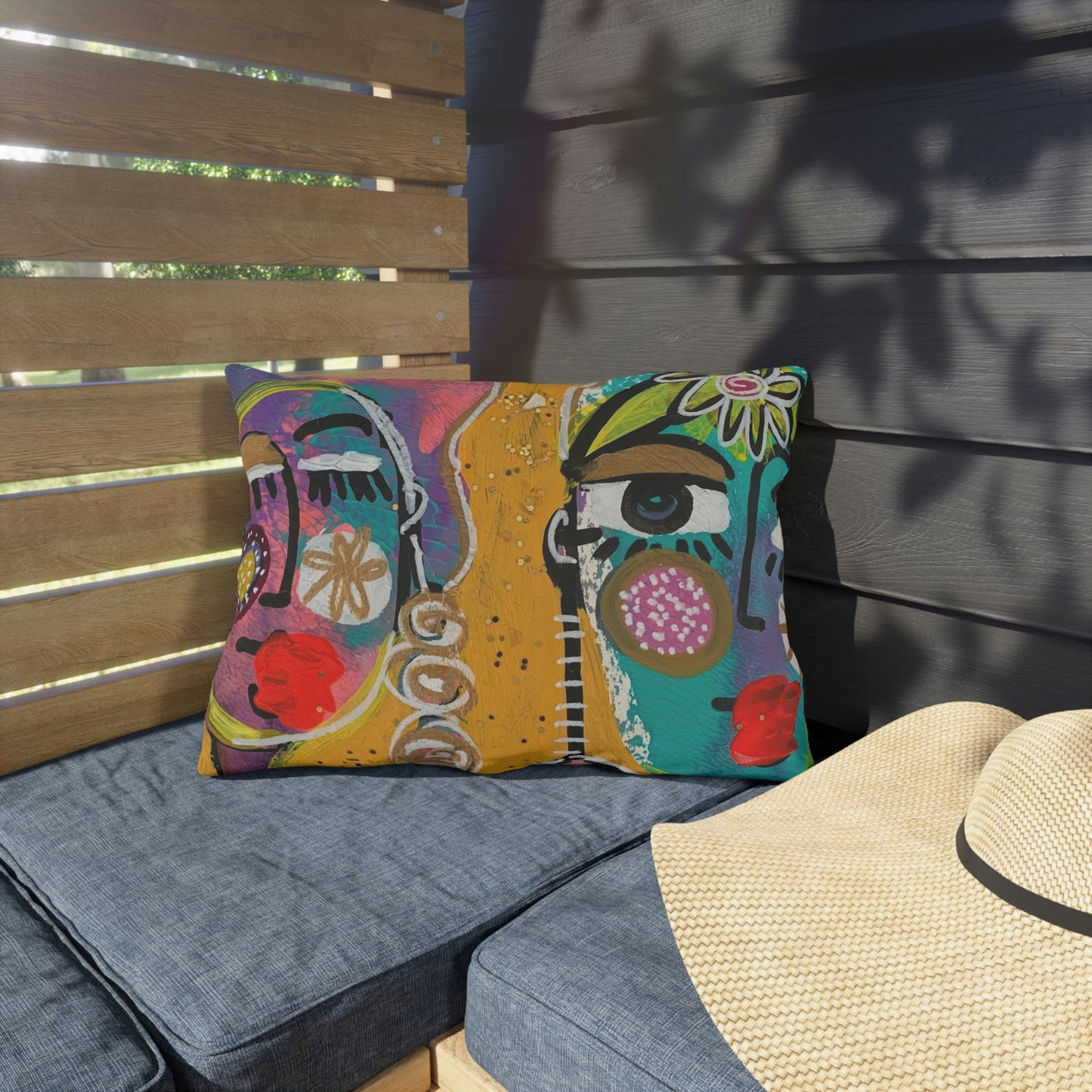 Girl Talk Art Outdoor Pillows