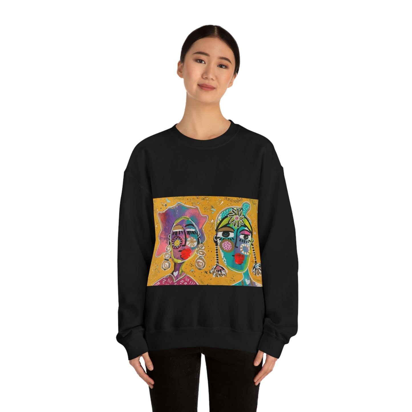"OLD FRIENDS" Girl Talk Art Series Unisex Heavy Blend Crewneck Sweatshirt