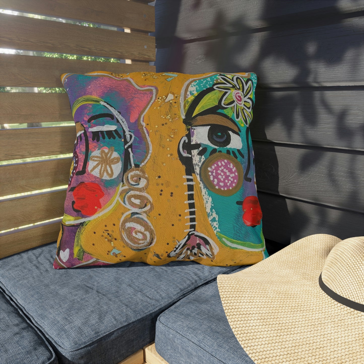 Girl Talk Art Outdoor Pillows