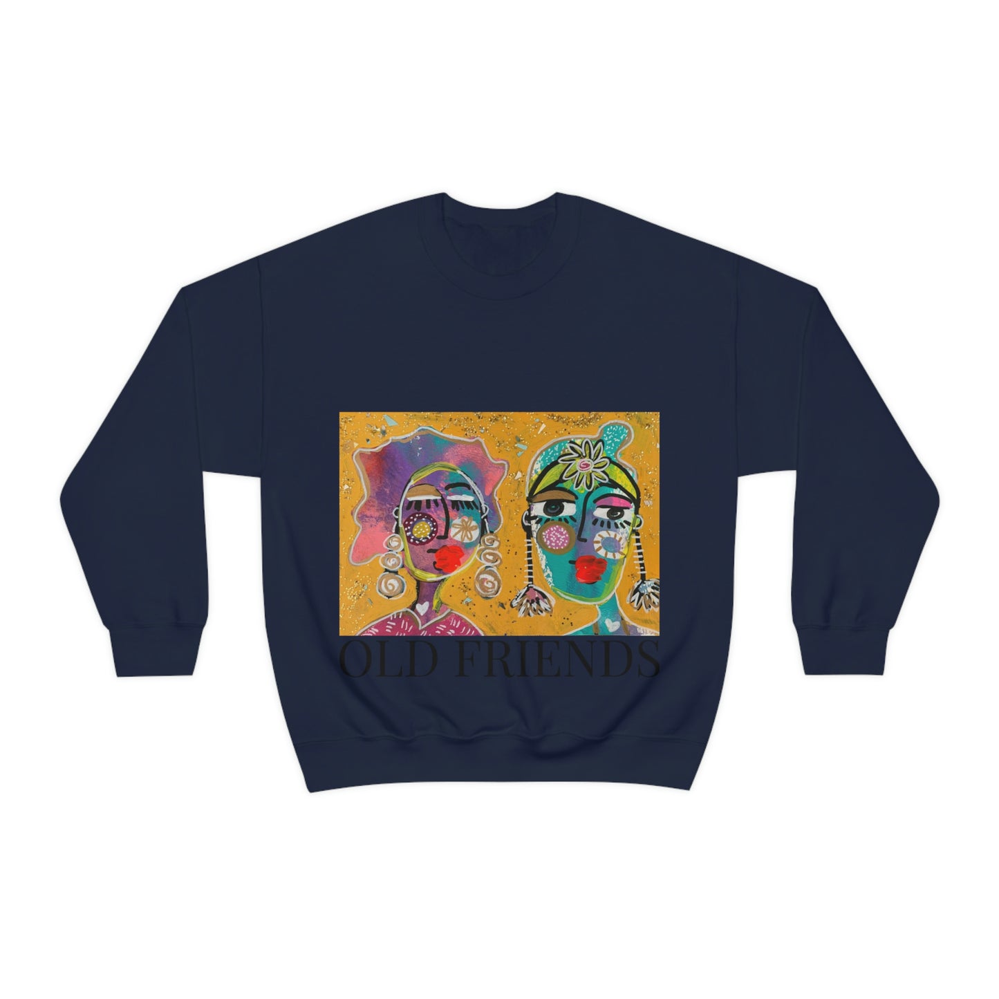 "OLD FRIENDS" Girl Talk Art Series Unisex Heavy Blend Crewneck Sweatshirt