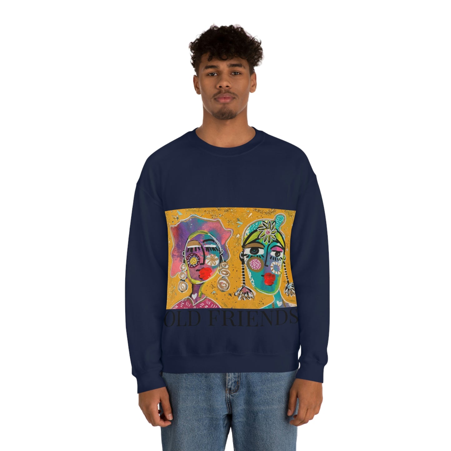 "OLD FRIENDS" Girl Talk Art Series Unisex Heavy Blend Crewneck Sweatshirt