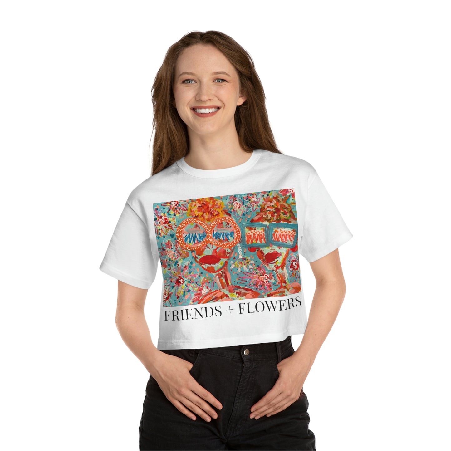 "FRIENDS + FLOWERS" Champion Women's Heritage Cropped T-Shirt