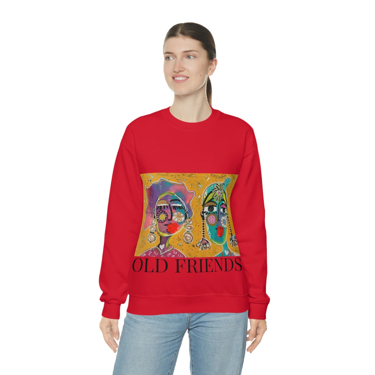 "OLD FRIENDS" Girl Talk Art Series Unisex Heavy Blend Crewneck Sweatshirt